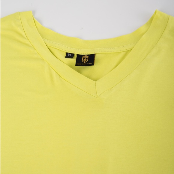 KING NEW YORK, V-NECK T-SHIRT, BRIGHT YELLOW. - Picture 2 of 15